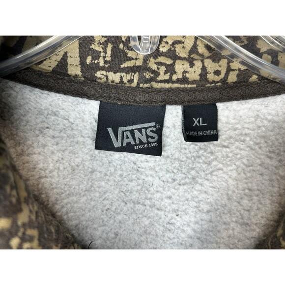Vintage Vans Hoodie Men's XL Brown Skate Logo Full Zip Grunge Jacket Y2K - Picture 10 of 10